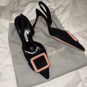 Manolo Blahnik Black and Pink Heels